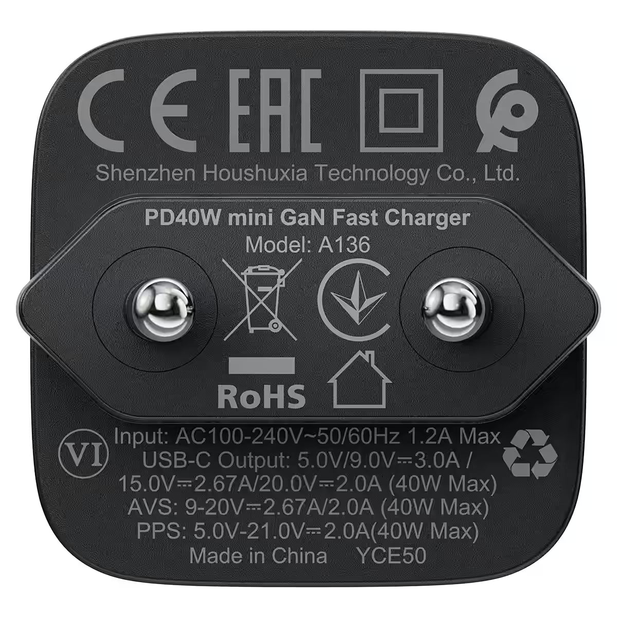 ACEFAST Fast Charge Wall Charger A136 PD40W GaN (1xUSB-C) EU