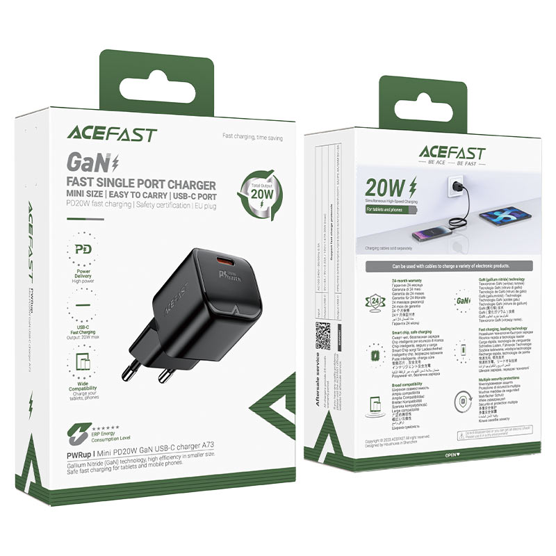 ACEFAST Fast Charge Wall Charger A73 mini PD20W GaN (1xUSB-C) EU
