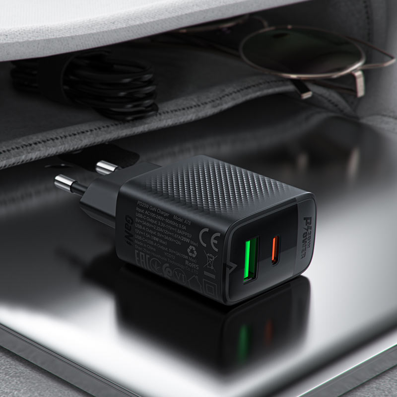ACEFAST Fast Charge Wall Charger A78 PD20W GaN (1xUSB-C + 1xUSB-A) EU