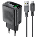 ACEFAST Fast Charge Wall Charger A90 QC18W GaN (1xUSB-A) EU with 1.2m USB-A to USB-C charging cable