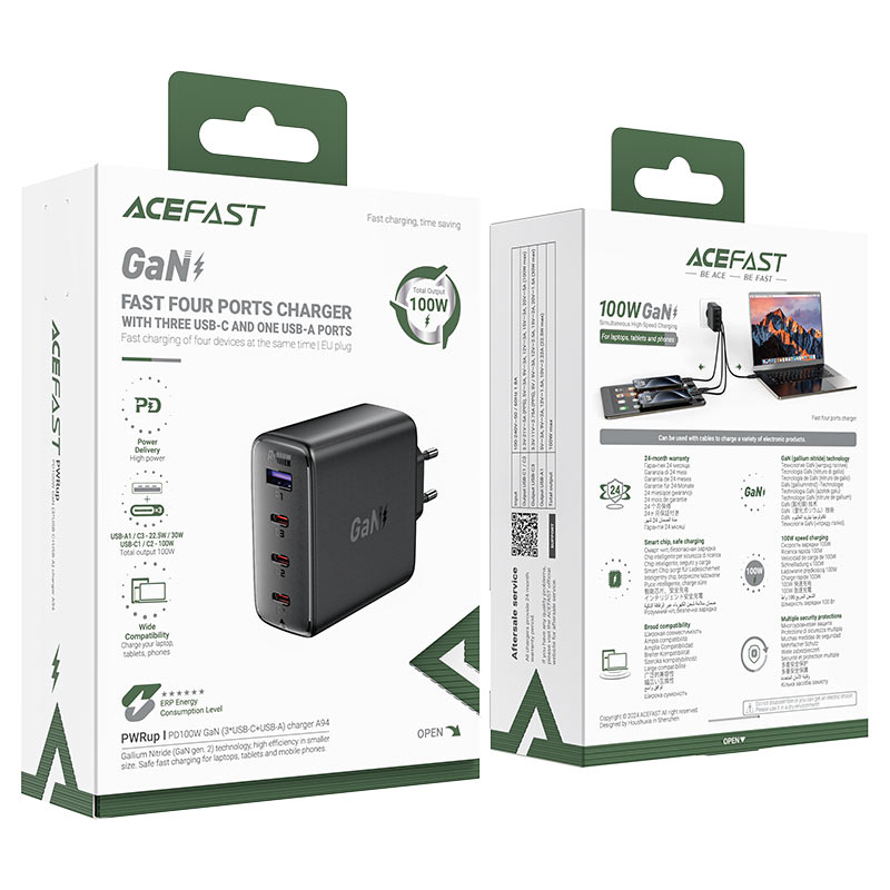 ACEFAST Fast Charge Wall Charger A94 PD100W GaN (3xUSB-C + 1xUSB-A) EU