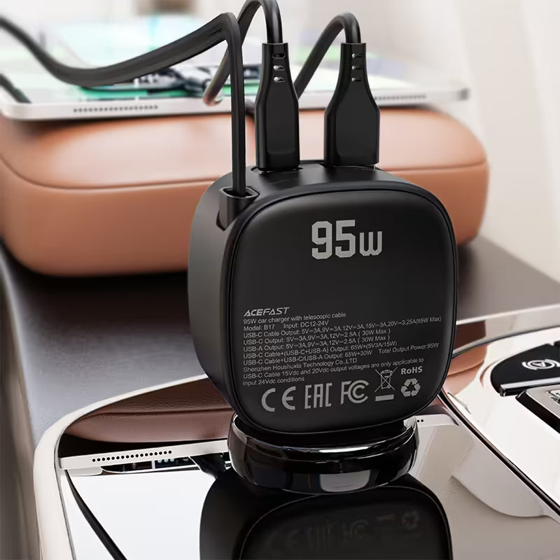 ACEFAST Fast Charge Car Charger B17 95W (2xUSB-C + 1xUSB-A)