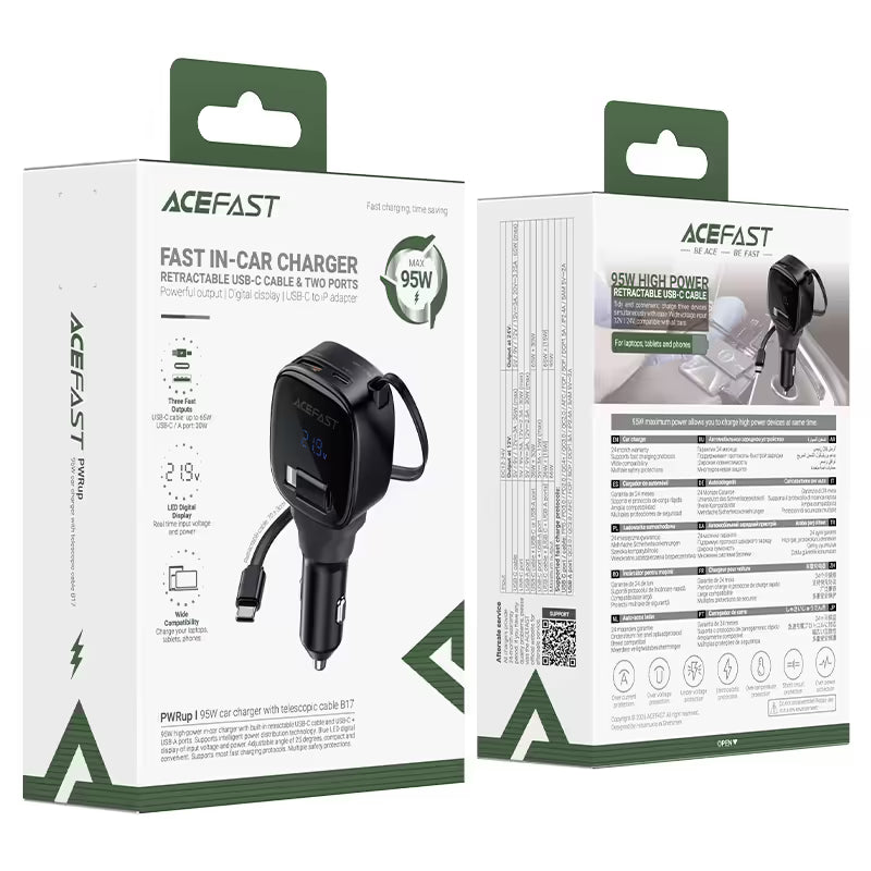 ACEFAST Fast Charge Car Charger B17 95W (2xUSB-C + 1xUSB-A)