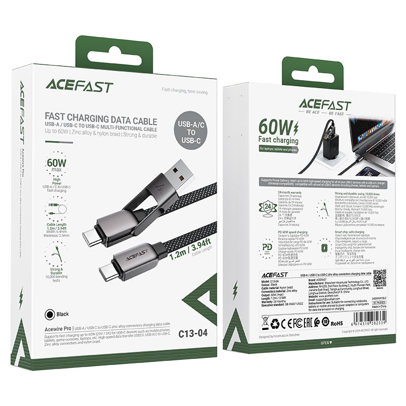 ACEFAST Charging Data Cable C13-04 USB-A / USB-C to USB-C