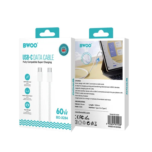 BWOO 60W Woven Type-C to Type-C Cable 1m