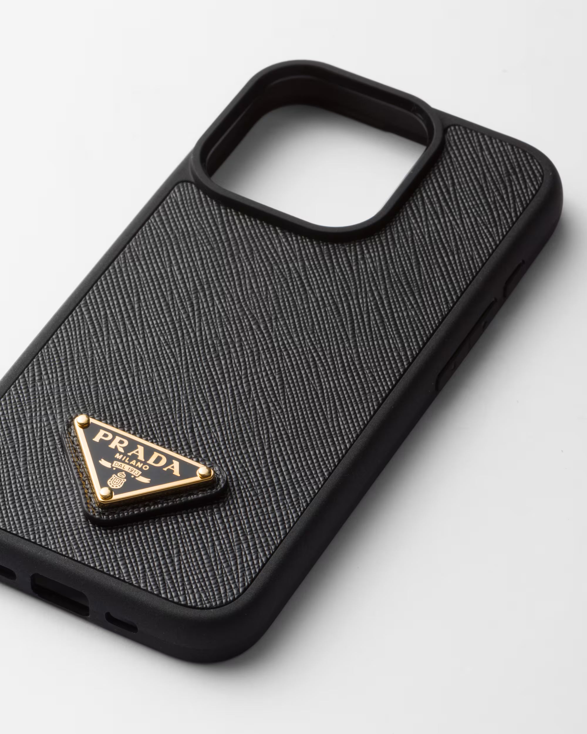 black Prada Saffiano leather iPhone case