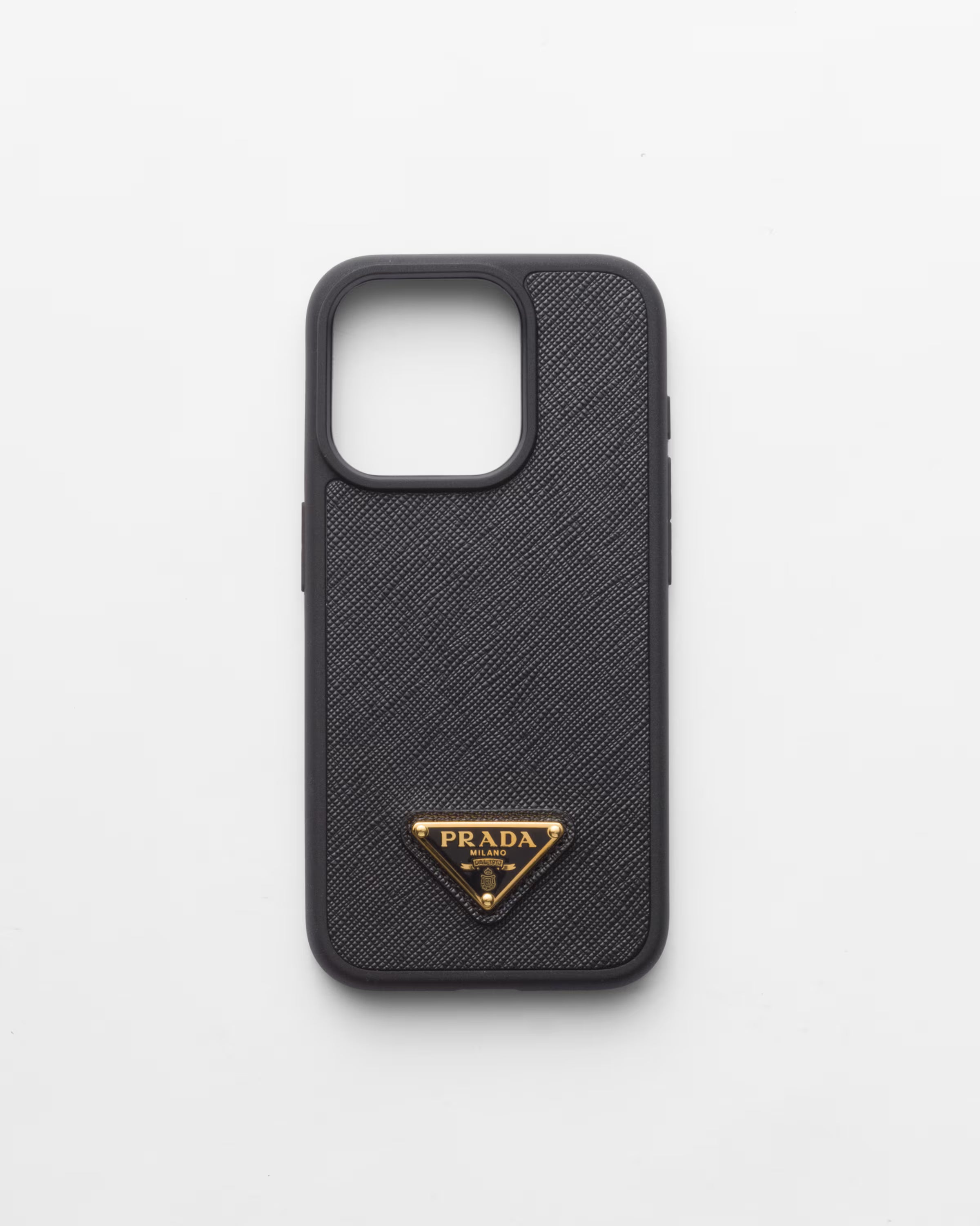 black Prada Saffiano leather iPhone case