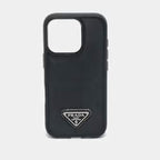 black Prada Saffiano leather iPhone case