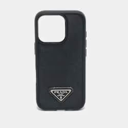 black Prada Saffiano leather iPhone case
